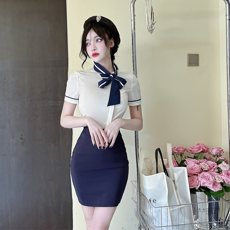 空姐制服夏季高端时尚气质酒店前台工作服美容院职业套装女