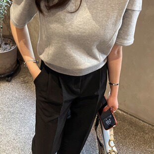 淑女时尚2026年春季韩版新款中袖卫衣T恤打底衫休闲百搭上衣女士