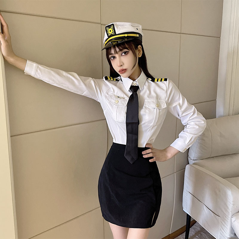 空姐制服套装女春秋季长袖领带衬衣酒吧职业装工作服两件套