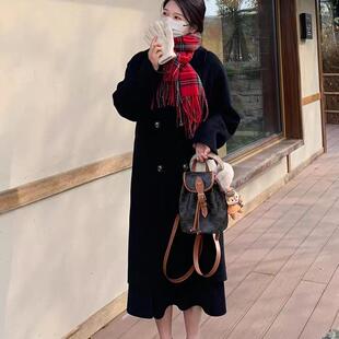 2025秋冬韩系网红款双面呢绒大衣毛呢外套加里布款高级设计感小众
