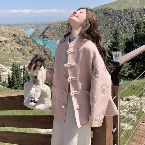 2025新款国风羊绒大衣毛呢外套