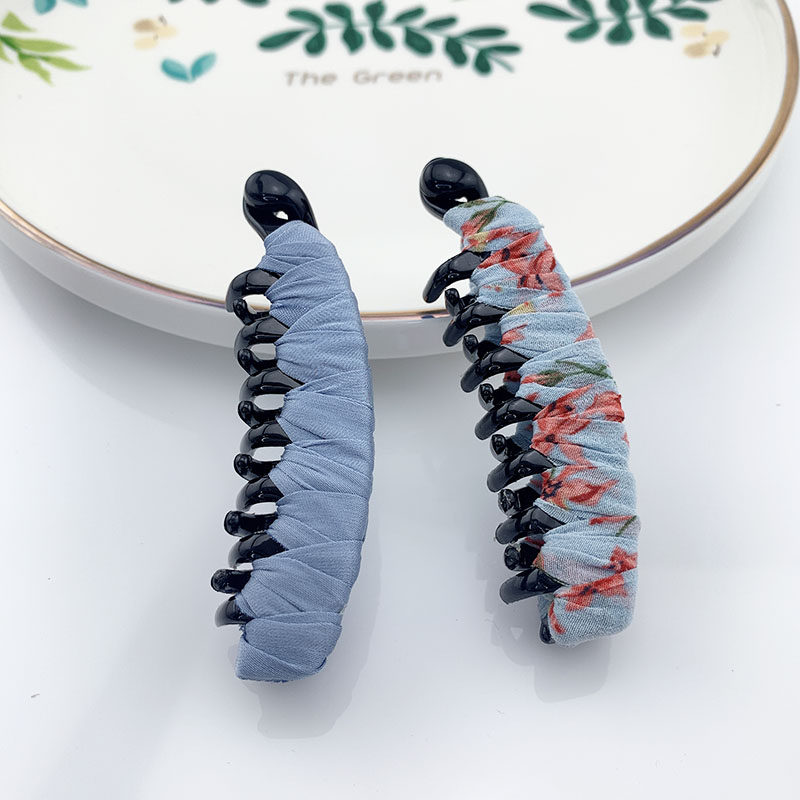 适合发量少韩版手工布艺香蕉夹发卡简单百搭发夹竖夹小号弓背款