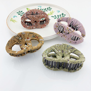 满包邮 韩国饰品 布艺小香盘发抓发夹卡子 手工碎花发卡头饰发饰