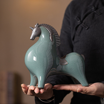 大号陶瓷马唐马摆件一对招财客厅办公室桌面装饰生肖马年吉祥物