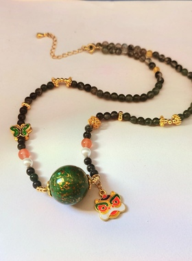 新中式大漆珠锁骨链百搭夏季饰品女时尚项链