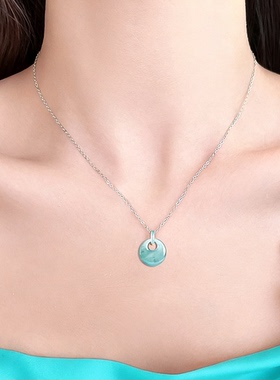 天然A货翡翠蓝水平安扣吊坠女款ins轻奢小众设计感