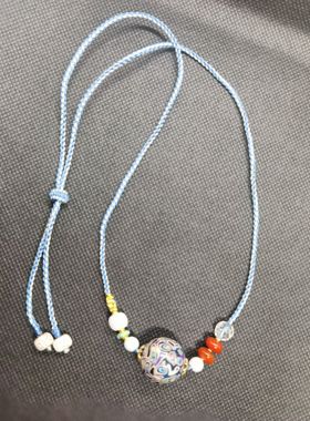 欧泊大漆珠1.8cm项链女士锁骨链民族风配饰品小众设计感复古吊坠