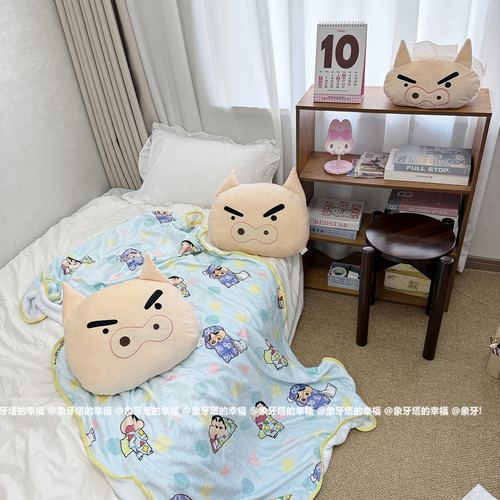 可爱卡通猪猪抱枕毯子两用