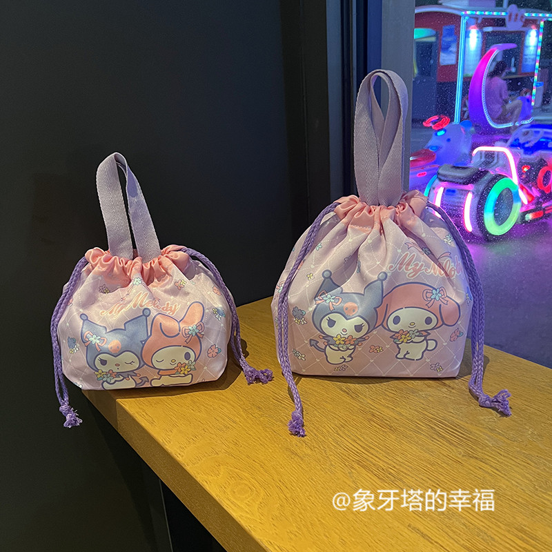 日系可爱白狗印花抽绳束口手提袋便当包迷你小拎包收纳包抽绳袋,收纳整理,饭盒袋,淘宝优惠券,粉丝福利购,淘宝优惠卷