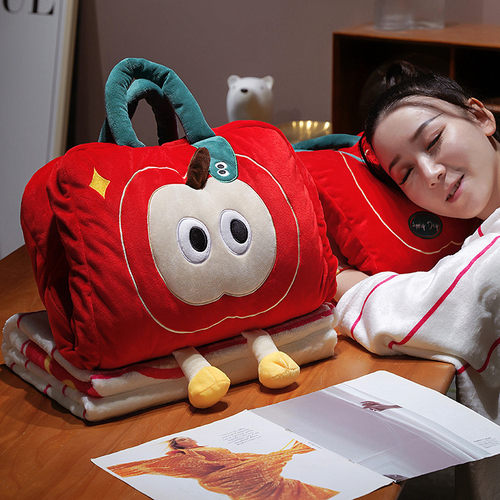 可爱苹果三合一暖手抱枕被