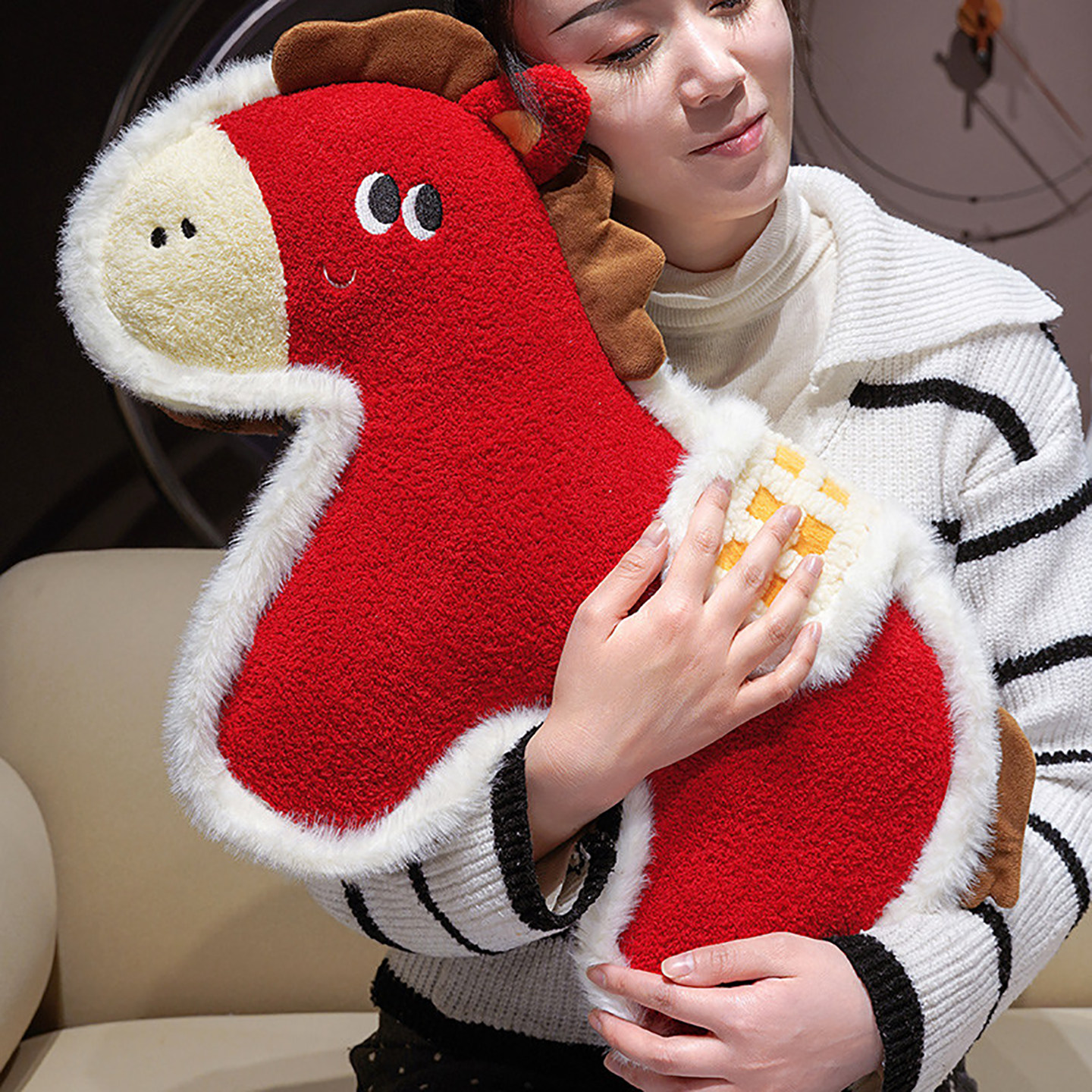 新年国风异形小马抱枕卡通玩偶毛绒玩具沙发抱枕靠背客厅装饰节日,居家布艺,靠垫/抱枕,淘宝优惠券,粉丝福利购,淘宝优惠卷