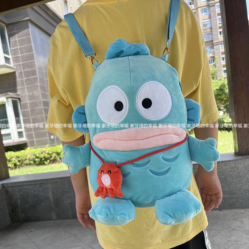 可爱卡通蓝丑鱼汉顿毛绒公仔双肩包儿童成人公仔斜挎包单肩包礼