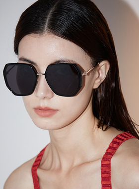 SENSUSU时尚方脸偏光圆脸太阳镜女防晒不规则中性潮开车墨镜包邮