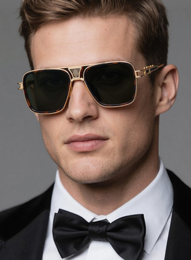 商务欧美时尚方框太阳镜男