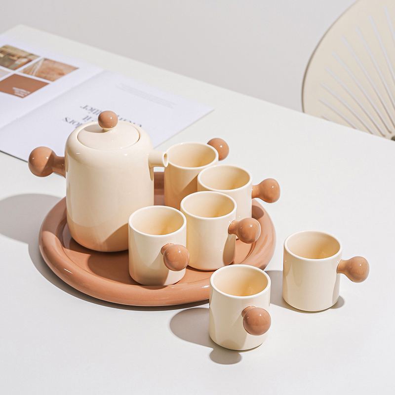 奶油风陶瓷茶具家用待客厅乔迁新居杯子凉水茶壶杯具套装闺蜜礼品