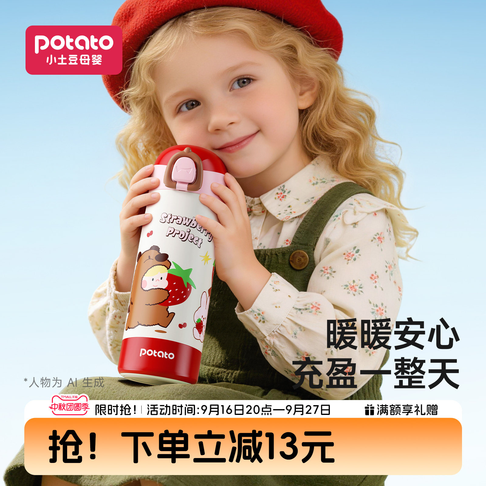 小土豆儿童保温杯上学专用新款不锈钢保温水杯幼儿园吸管杯直饮杯