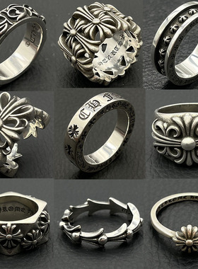 高级感复古永恒之心戒指墓葬中古重工指环对戒童军花尾戒经典跨境