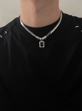 小众设计高级感宝石蛇骨链钛钢卫衣链男项链锁骨链嘻哈风女毛衣链