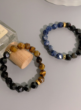 虎眼石手串男百搭高级感个性复古小众设计不规则切面时尚手链男潮