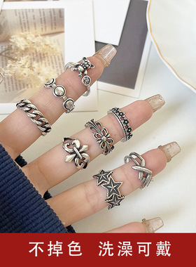 925银开口戒指可调节不掉色个性克家设计感指环小众ins镀银戒指女