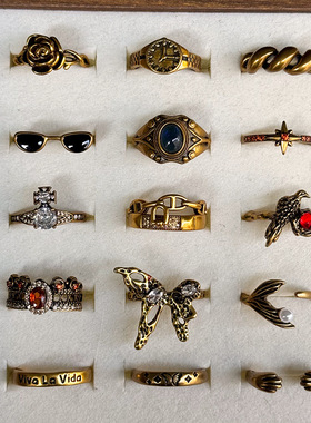 岚芷 复古vintage小众古法金戒指女不掉色高级感轻奢韩国饰品指环