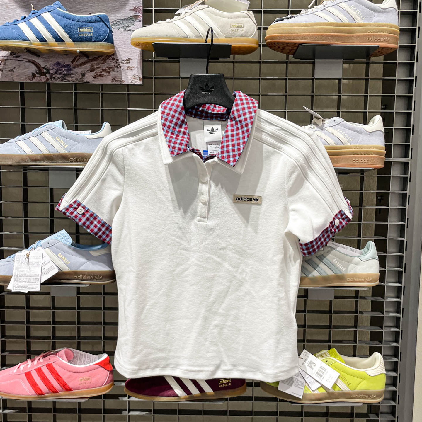 Adidas阿迪达斯三叶草格子呢短袖polo衫夏季女修身半袖T恤 KU9397