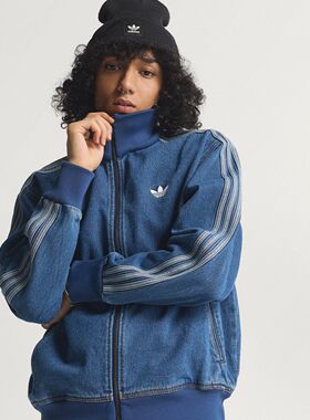 阿迪达斯Adidas春季新款立领复古男子运动休闲牛仔夹克外套KD1517