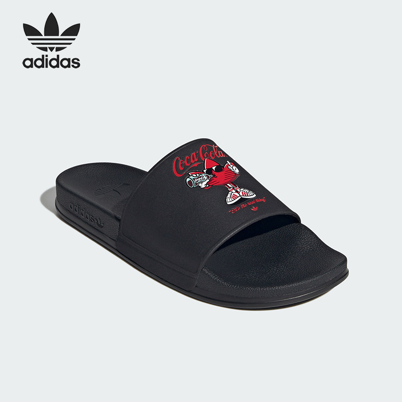 Adidas/阿迪达斯三叶草夏季新款男女同款时尚简约一字拖鞋KH6902