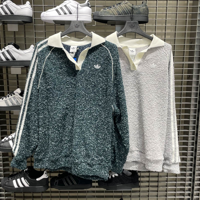 阿迪达斯三叶草2025冬季新款女子运动休闲翻领长袖T恤KS7790