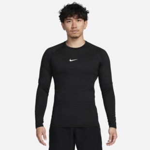 Nike/耐克春季Pro Warm男士运动薄绒拼接速干长袖T恤FB7983-010