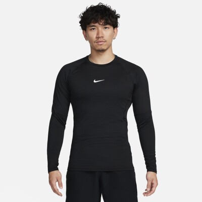 Nike/耐克春季Pro Warm男士运动薄绒拼接速干长袖T恤FB7983-010