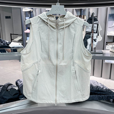 Adidas阿迪达斯女装2026秋新款时尚百搭连帽无袖马甲KY7833KY7835