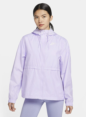 Nike耐克女子2024夏拒水梭织宽松防晒连帽运动夹克外套DM6180-511