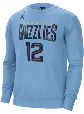 耐克男子2024冬季新款孟菲斯灰熊队加绒保暖运动套头衫DZ0610-422