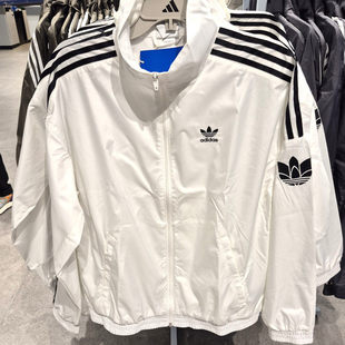 Adidas阿迪达斯三叶草春季运动外套男女立领拉链休闲夹克JI7535