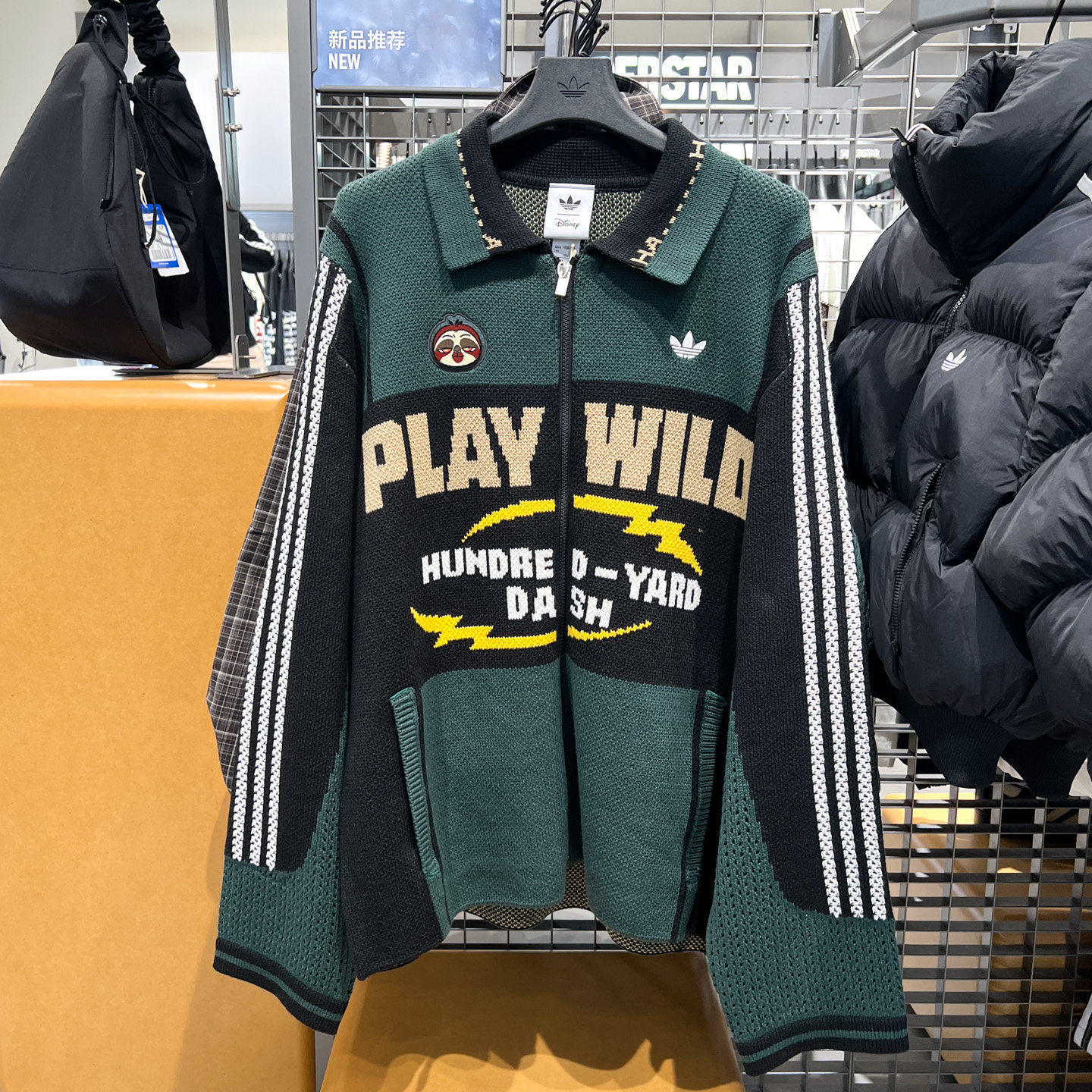 Adidas阿迪达斯三叶草外套男女2026冬复古翻领针织开衫毛衣KX4897