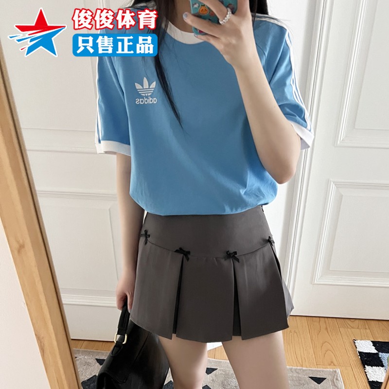 三条杠短袖运动休闲T恤男