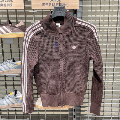 adidas阿迪达斯三叶草女子针织镂空开衫运动休闲夹克外套KE0202