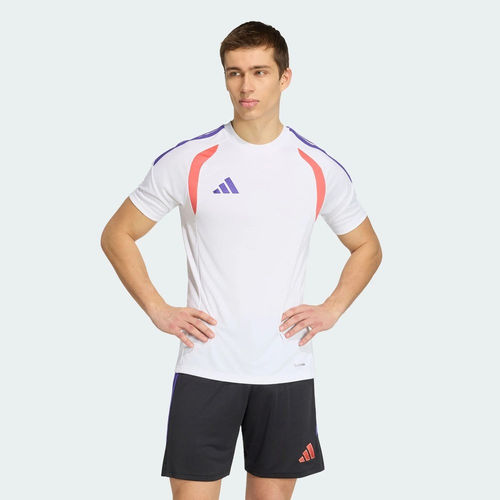 Adidas阿迪达斯夏季男子足球训练白色撞色拼接运动短袖T恤KS0293