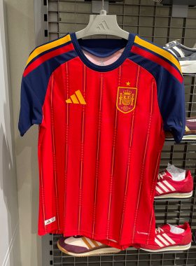 Adidas阿迪达斯2026年世界杯西班牙主场AU球员U领短袖球服JN4366