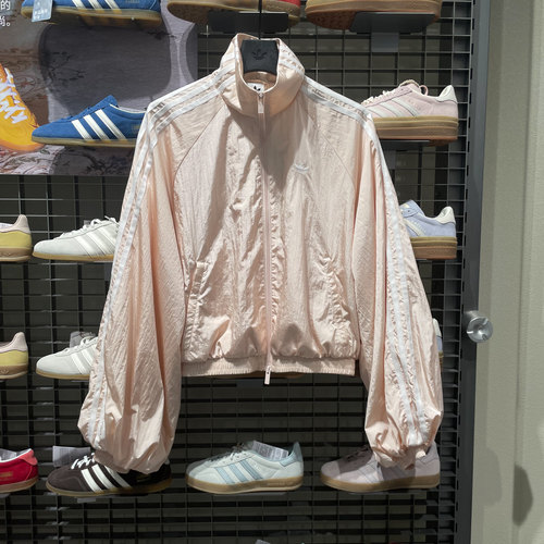 adidas阿迪达斯三叶草漏斗领运动宽松早春薄外套女梭织夹克KY5046