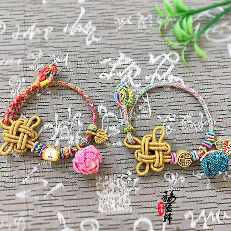 七夕五彩莲花DIY手工编绳材料包