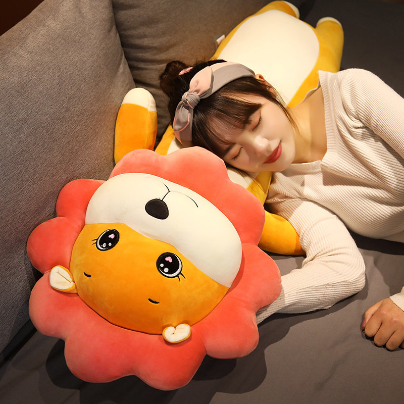 女生睡觉夹腿狮子抱枕长条枕床头靠垫哈士奇女床上侧睡长靠枕枕头