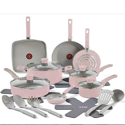 美国代购T-fal  Ceramic Non Stick Cookware Set 陶瓷不粘锅套装