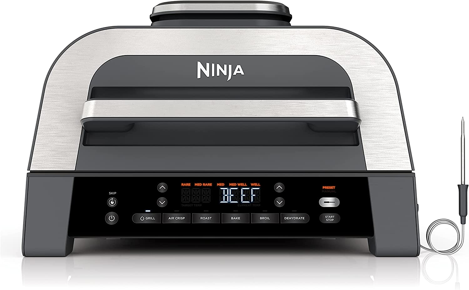 美国代购Ninja DG551 Indoor Grill 6合1多功能烤架空气炸锅110v