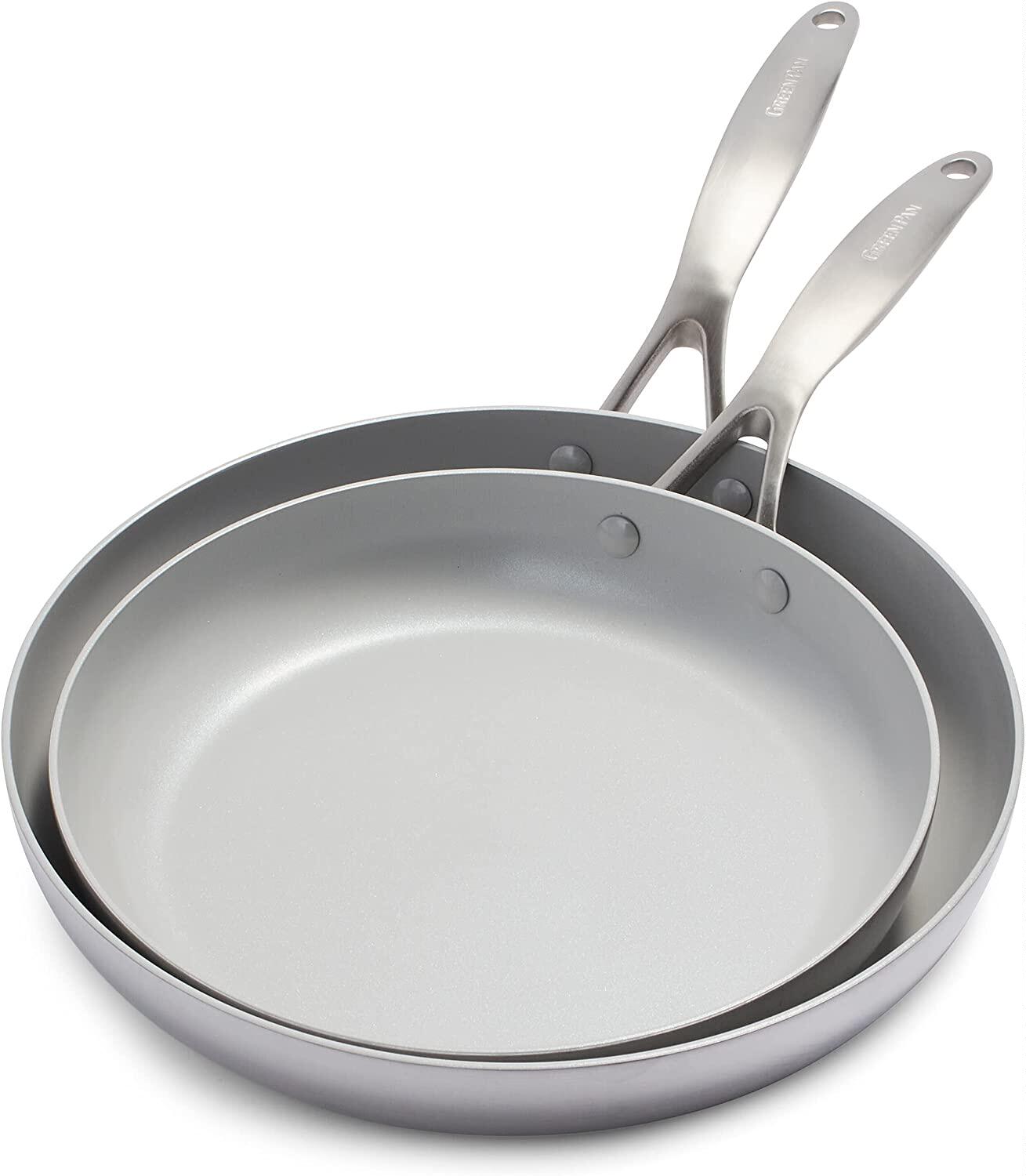 美国代购GreenPan Venice Pro Frying Pan 不锈钢陶瓷不粘锅煎锅