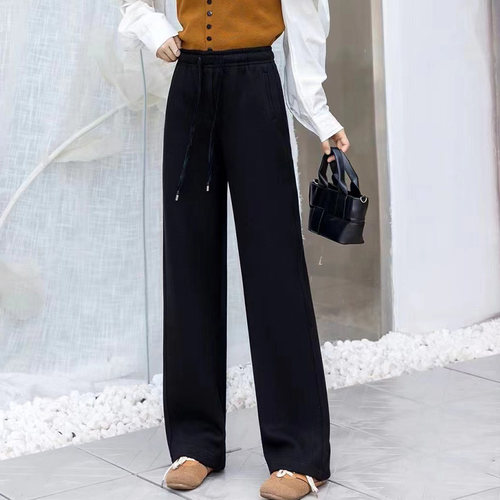 Aline/阿莱百搭基础款宽松阔腿裤