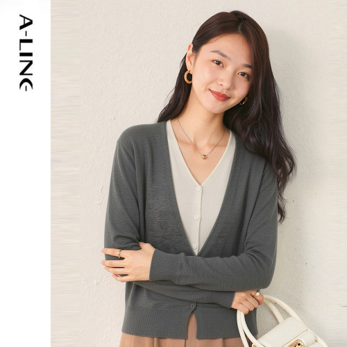 Aline/阿莱V领针织衫 细羊毛软糯亲肤 春秋叠穿显瘦通勤百搭上衣