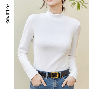 Aline/阿莱保暖弹力半高领超柔针织打底衫内搭养肤衣 2025冬新品