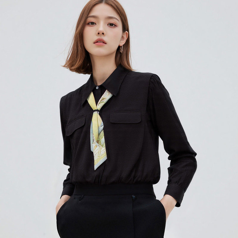 Aline/阿莱 职场通勤丝巾装饰长袖衬衫 2026早春女装